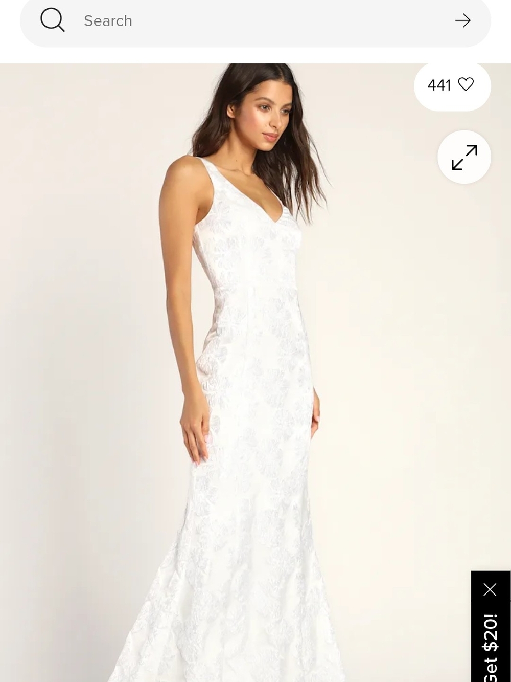 Lulu's White V-Neck Lace Maxi Dress